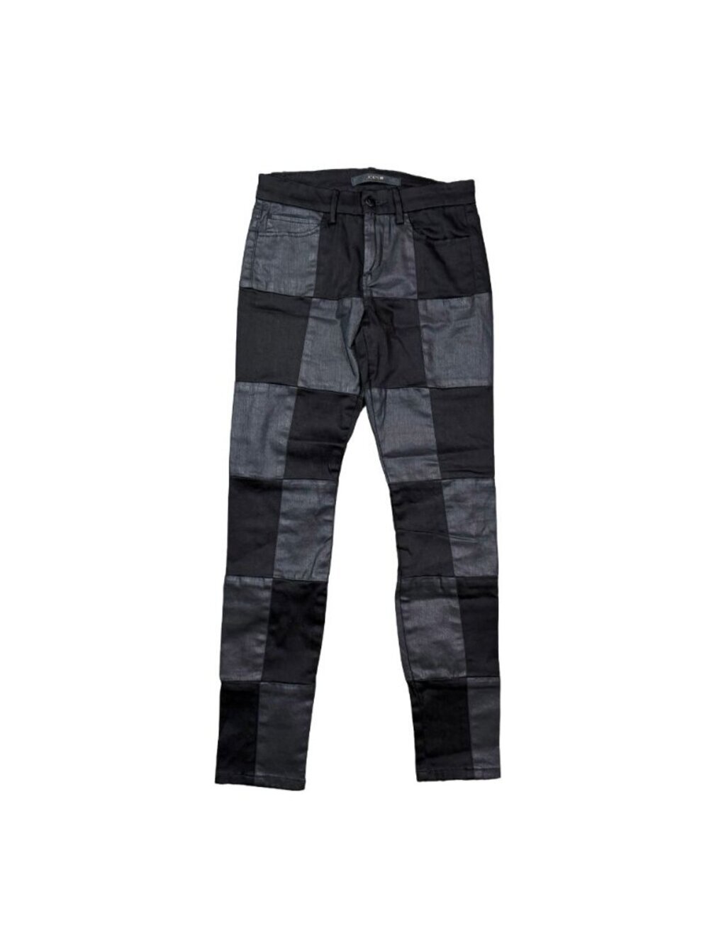 Joe’s Jeans Skinny Ankle Pants Sz 25 Black Gray Checkered Leather Wax Look Indie